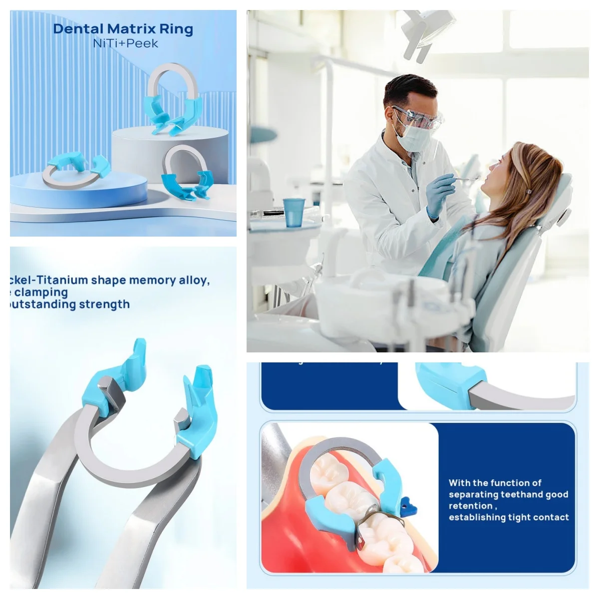 

Dentist NITI Clamping Ring Sectional Contoured Matrix System Nickel Titanium Clamping Ring Dentist Tools