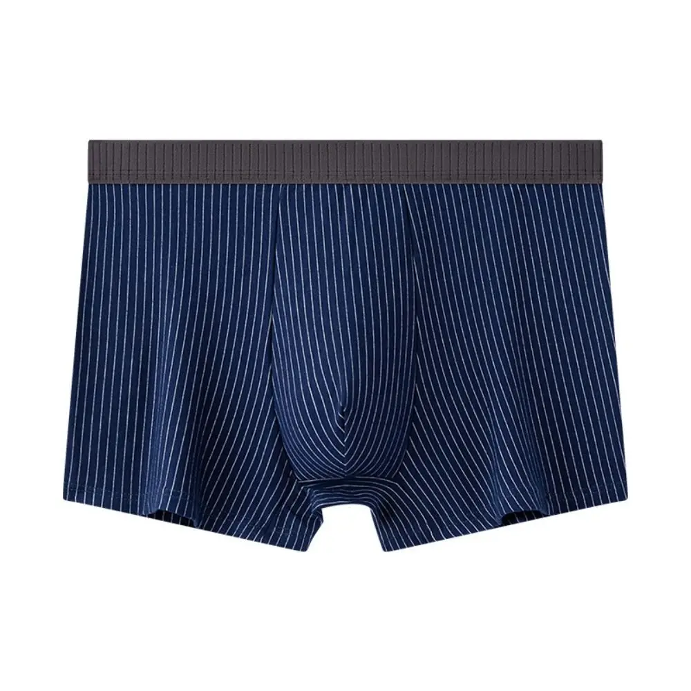 

4PCS Comfortable Stripe Men's Flat Panties Mid Waist Large Size Sporty Boxers Shorts Briefs Underpants Men's Underwear Gifts