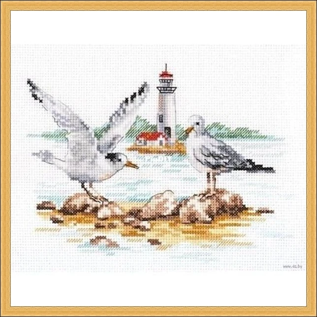 alisa 3-30 seagulls on the shoal 29-24 counted  14CT 18CT 25CT 22CT 28ct 16ct Cross Stitch Sets   Cross-stitch Kits Embroidery