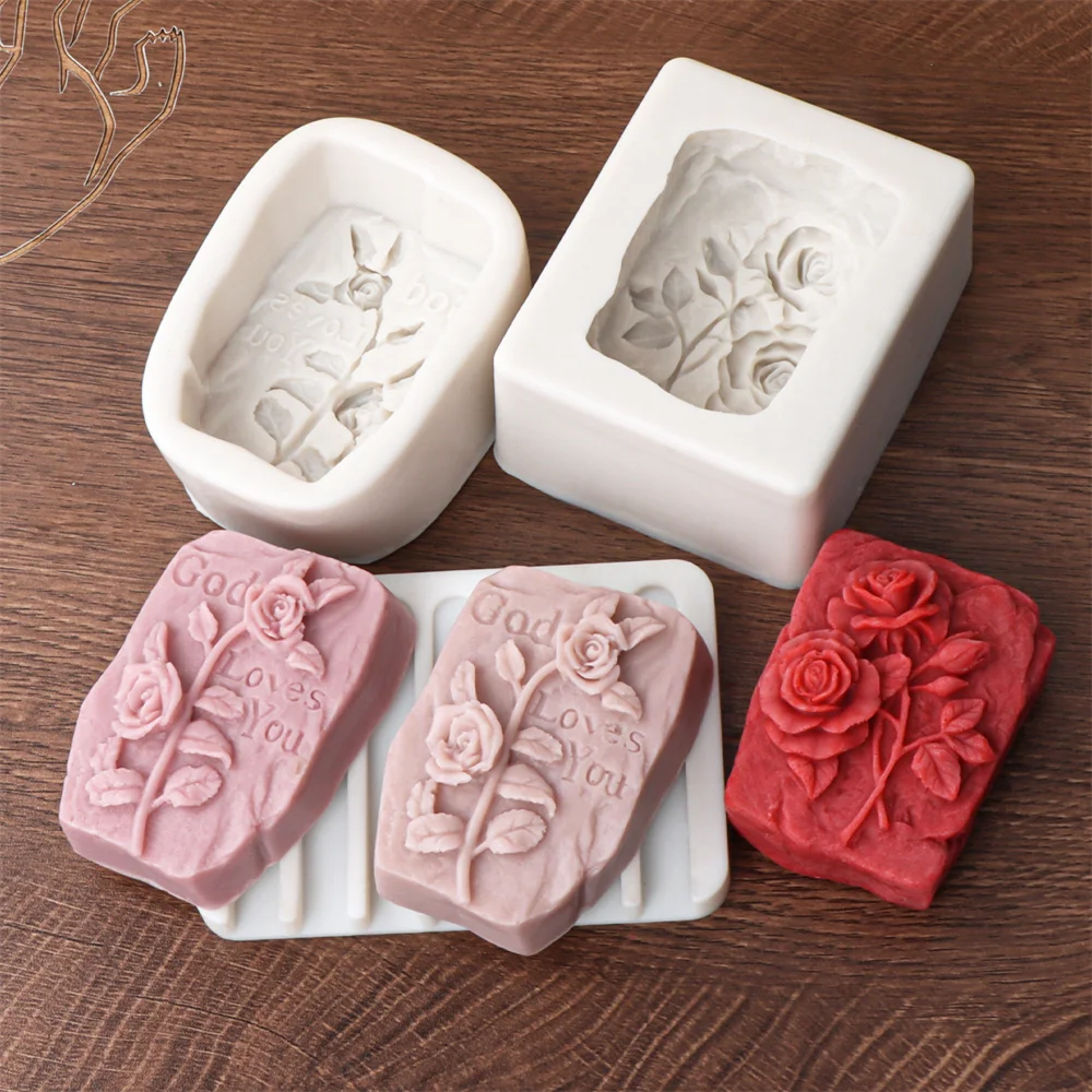 Round Rose Soap Silicone Mold Valentine\'s Day Flower Soap Mold DIY Peony Tulip Rose Plaster Candle Mold Valentine\'s Day Gift