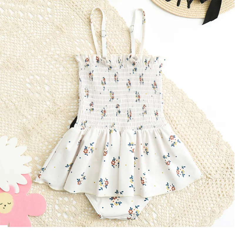 New Baby Girsl Swimsuit One Piece Cute Summer Korean Style Swimwear Kids Beachwear for Toddlers Swimdress Clothes Swimming Pool