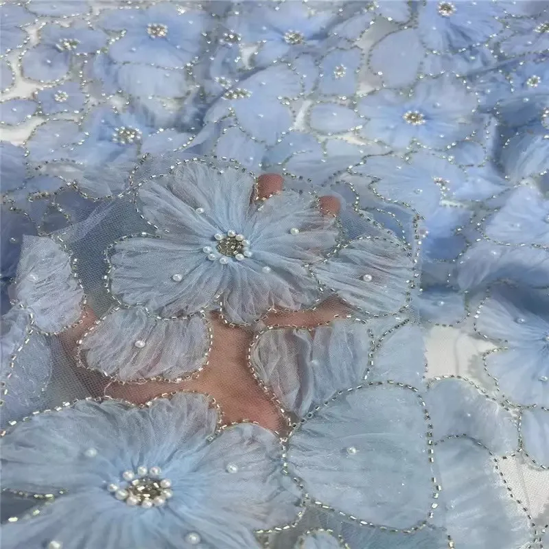 

Sequin Bead Tube Embroidered Mesh Fabric for DIY Sewing Skirt Wedding Dress Clothing Fashion Designer Fabrics Material Cloth