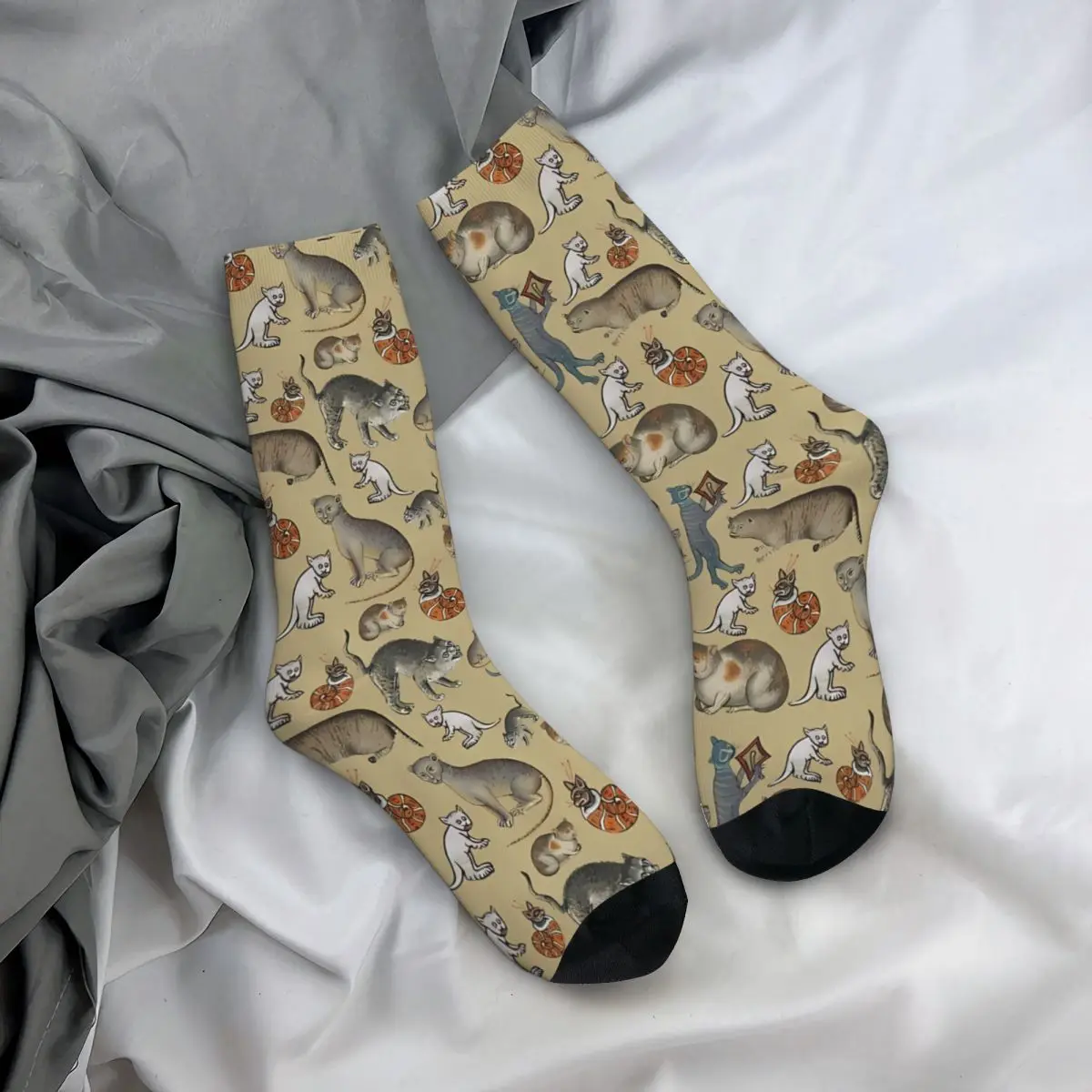 Ugly Medieval Funny Cat Socks Male Mens Women Autumn Stockings Printed