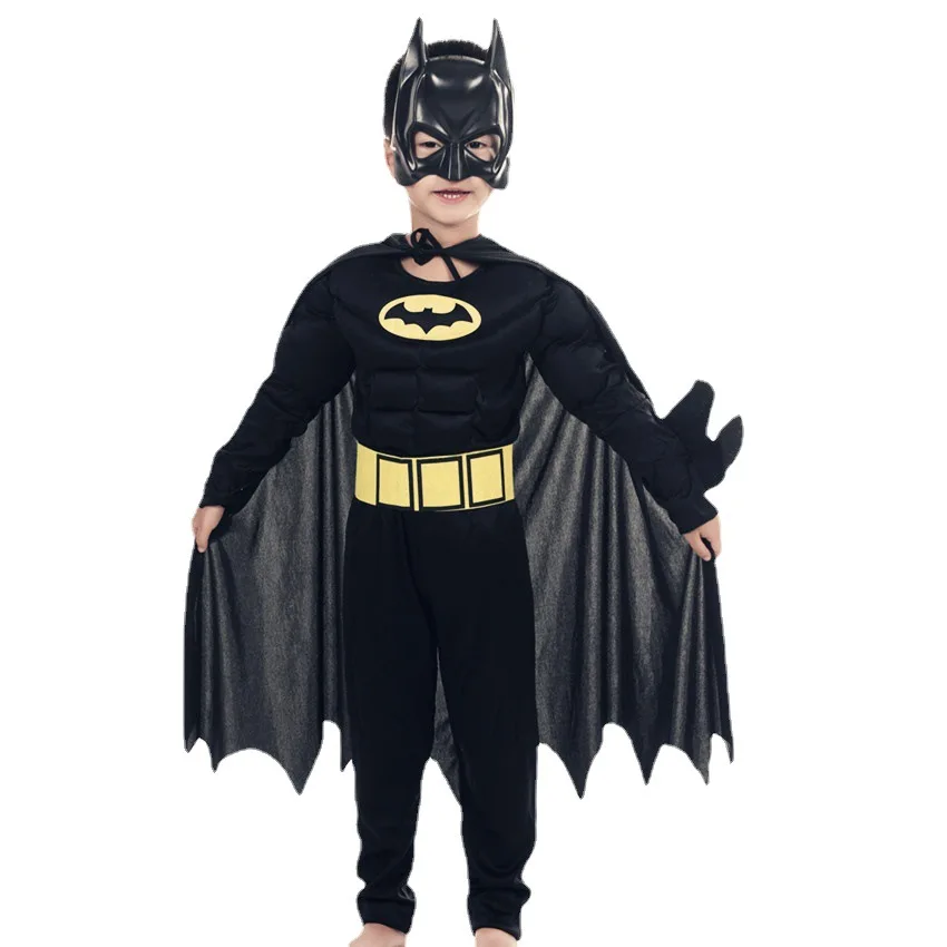 

DC Kids Bat Cosplay Jumpsuit Hero Costume Suit with Cape Mask Men Jumpsuit High Quality Halloween Carnival Party Gift ﻿