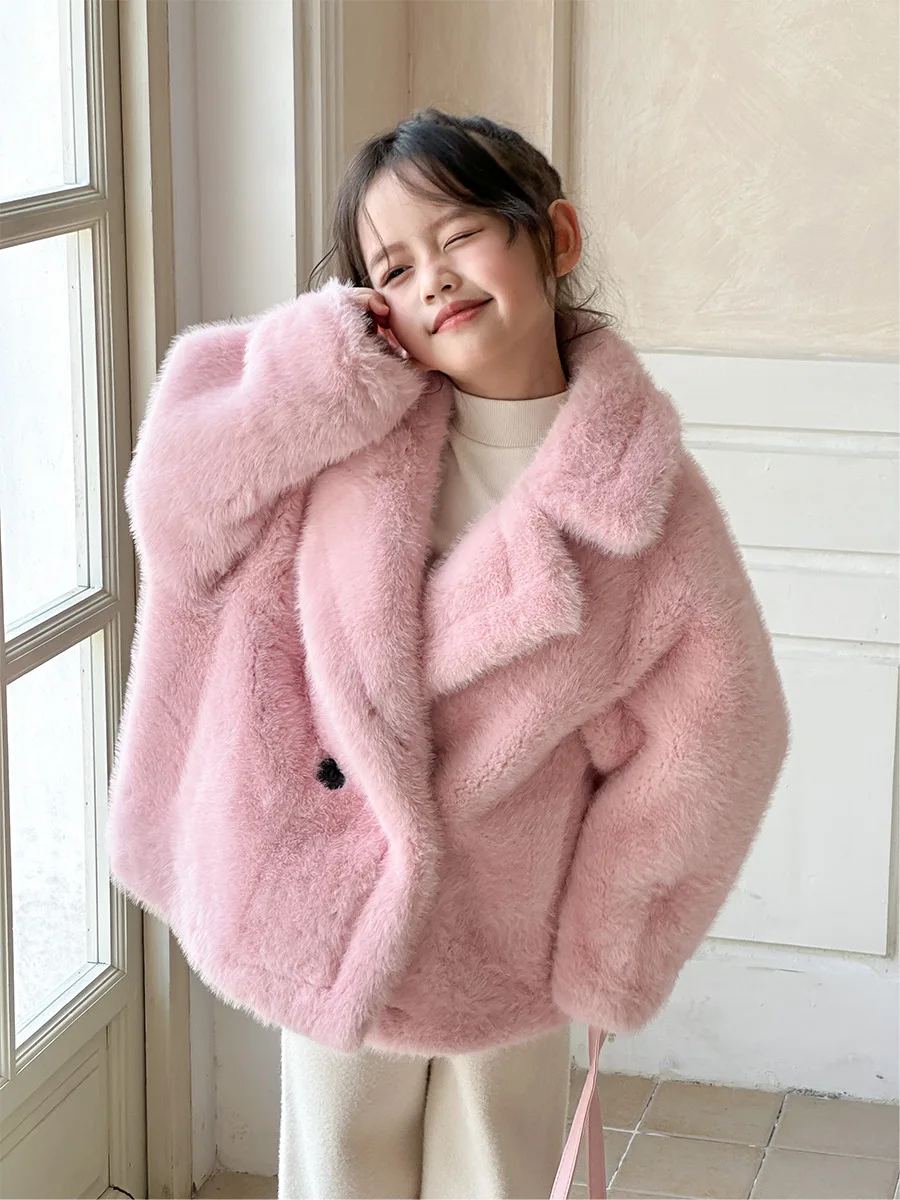 

Baby Jacket Sweet Princess Girls Teddy Velvet Coat Autumn Winter Warm Hooded Outerwear Turn Down Collar Girl Clothes TR313