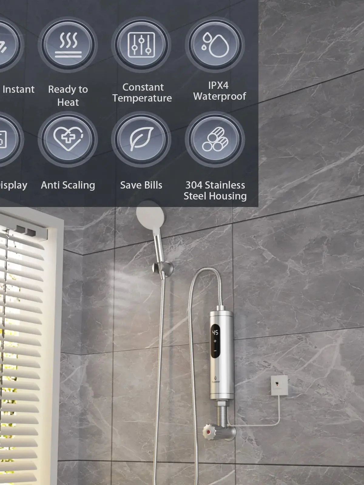 Fudeer 給湯器電気インスタント給湯器シンク用ステンレス鋼給湯器シンク下 5500 ワットキッチン用