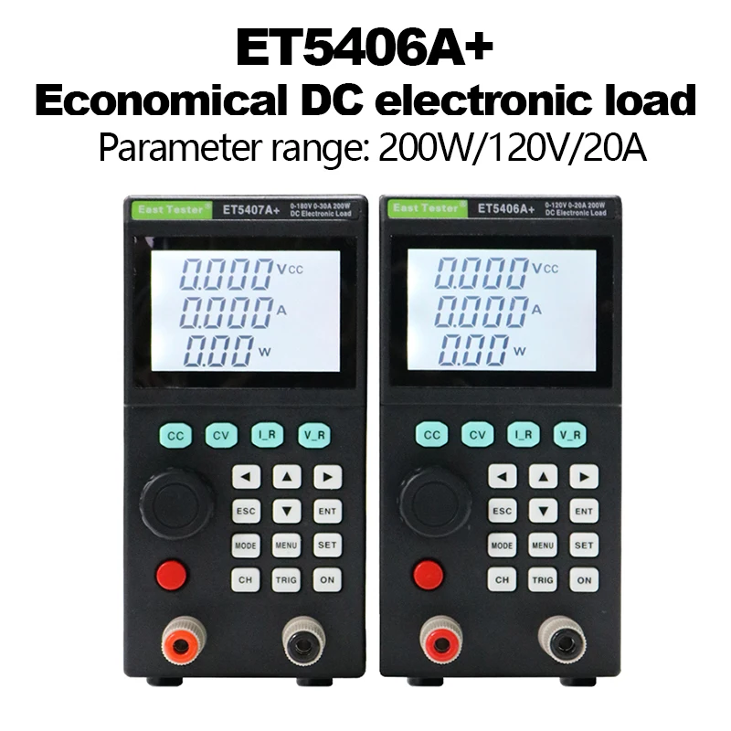 

ET5406A+ Economical DC Electronic Load 200W 0-120V 0-20A Programmable Electronic Load 1mV/1mA Battery Tester CC/CV/CR/CP Test