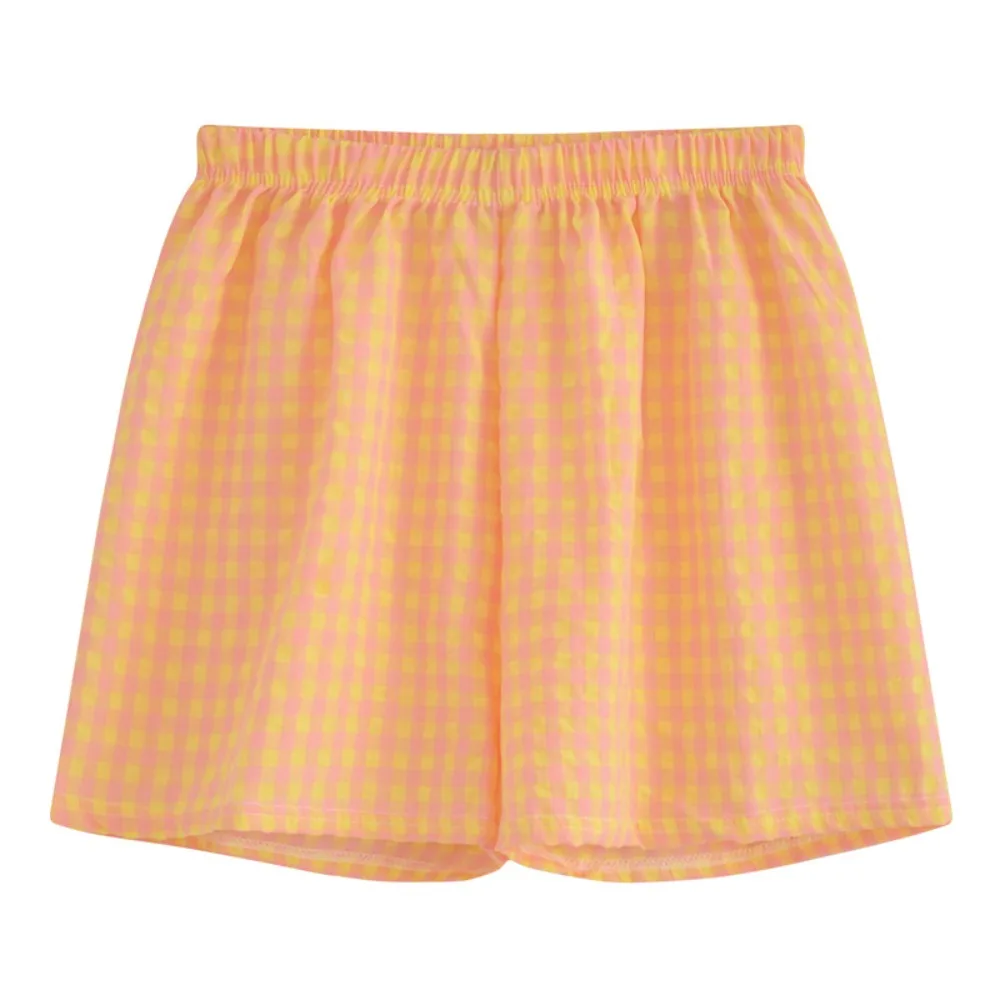 

Candy Color Women's Grid Shorts High-waisted Summer Short Pajamas Pants Comfortable Loose Plaid Sleepwear Shorts Teenagers