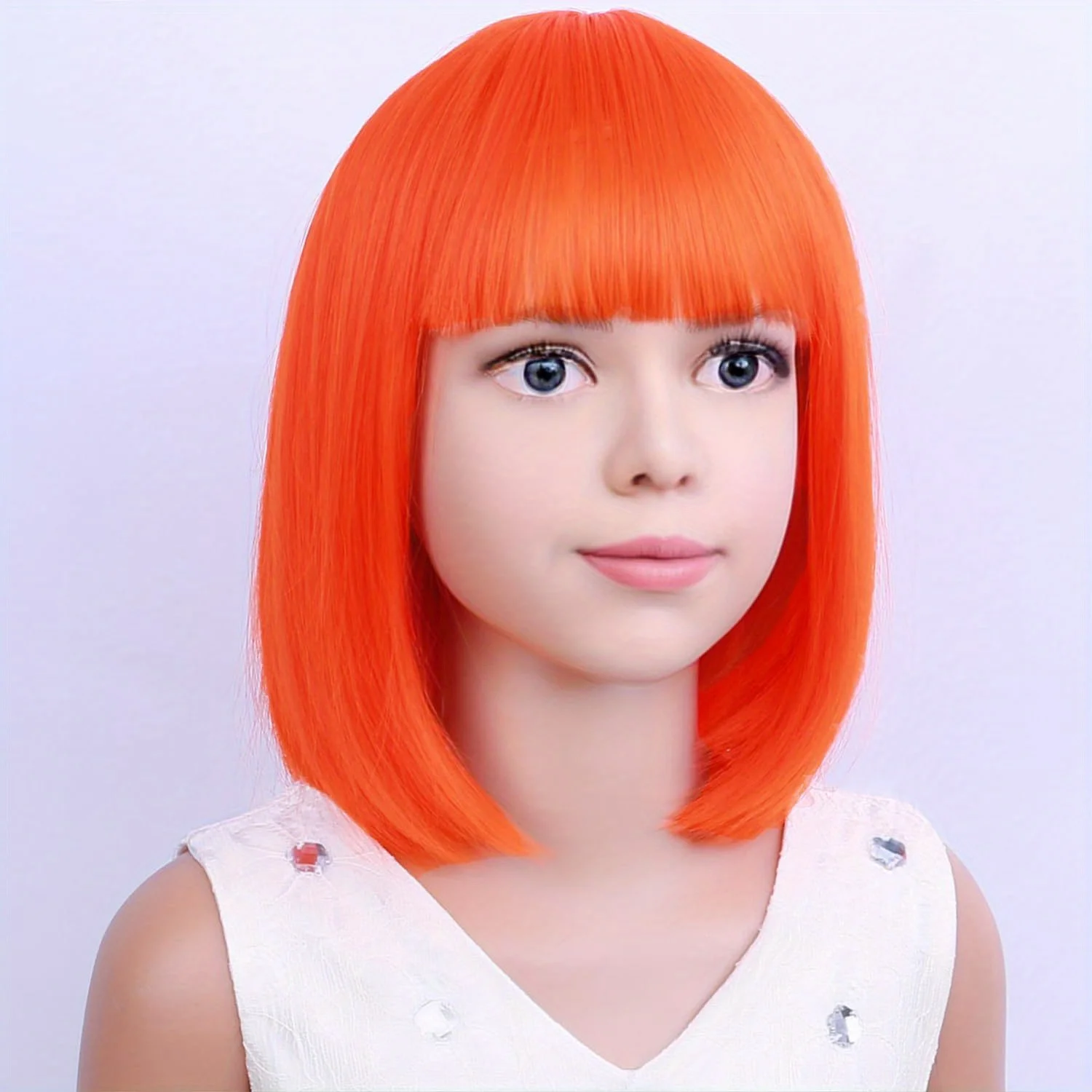 Kids Orange Wig Child Orange bob Wig Short Orange Wig for Girls Colored Wigs Cosplay Party Synthetic Daily Wear Wig