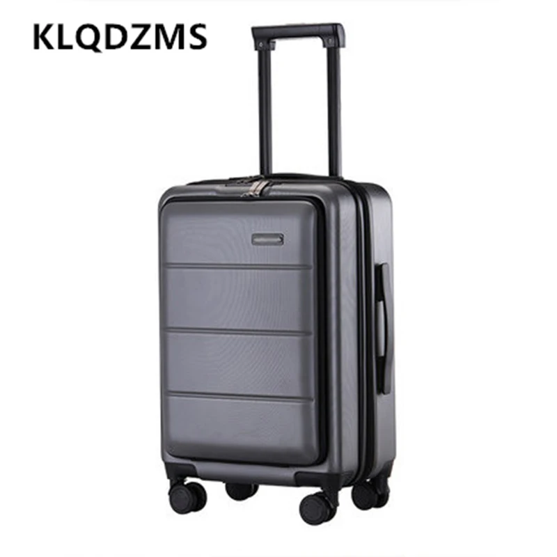 KLQDZMS Laptop Luggage Front Opening Boarding Case USB Charging Trolley Case 18