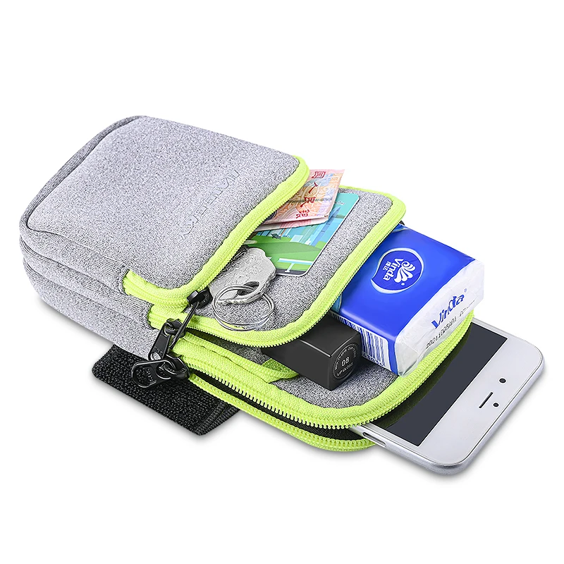 HAISSKY 3 Zipper Pockets Running Bags For iPhone 17 16 15 Pro Max Air Plus 14 13 12 Men Women Outdoor Sports Phone Armband Pouch
