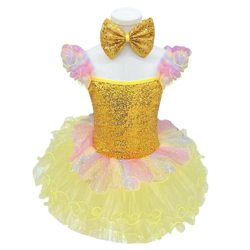 Girls' Pengpeng Sequin Yarn Princess Performance Dress Children's Ballet Skirt for Dance for Stage Performances