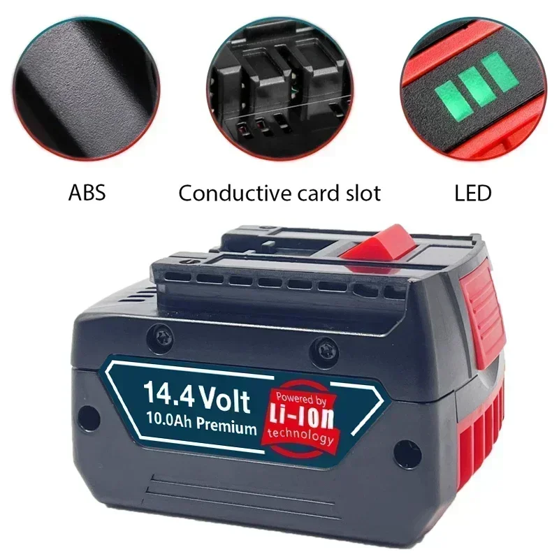 14.4V 10000mAh Rechargeable Li-ion Battery Cell Pack for BOSCH Cordless Electric Drill Screwdriver BAT607,BAT607G,BAT614,BAT614G