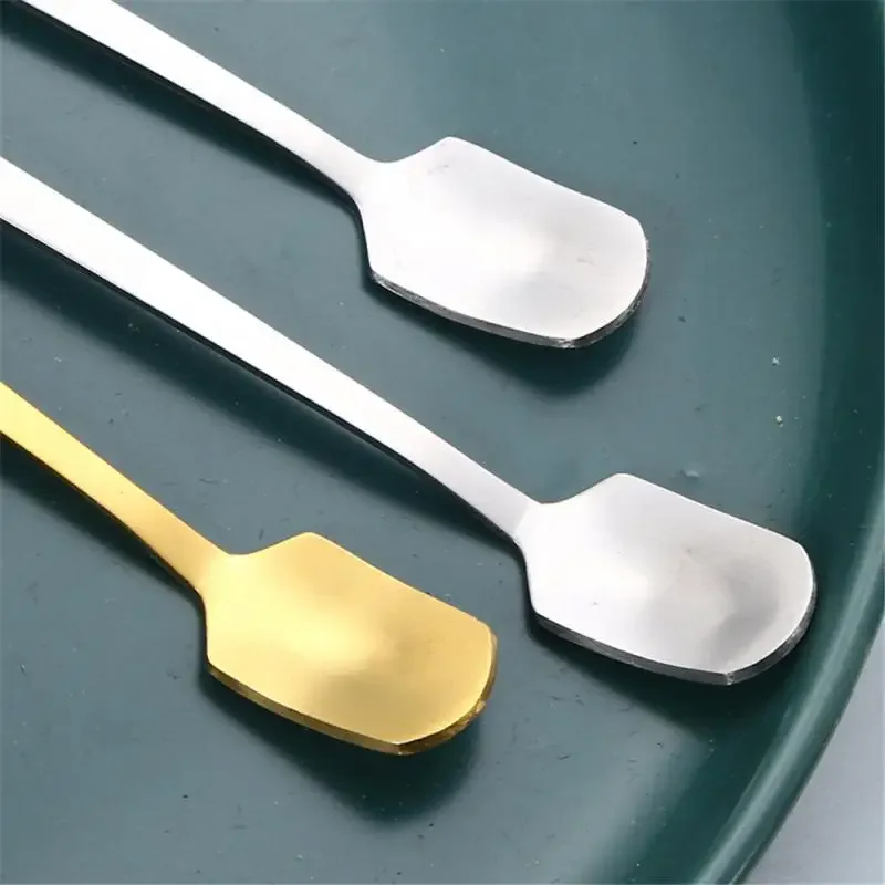 Stainless Steel Square Head Spoon Thickened Multi-purpose Honey Coffee Tea Long Handle Mixing Spoons Tremella Bird's Nest Spoons