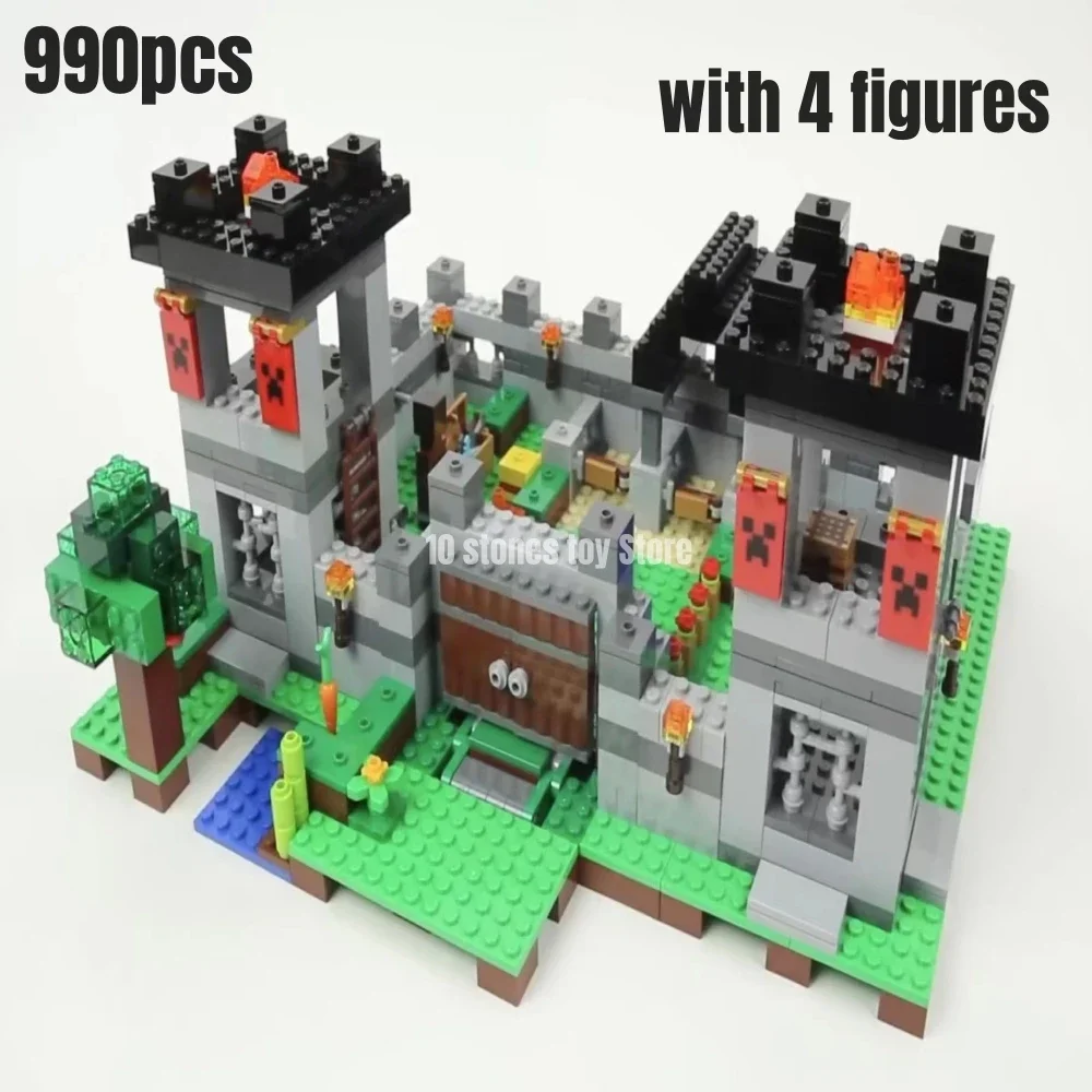 990pcs The Fortress Village Building Blocks Fit 21127 Skeletons Bricks Toys for Children