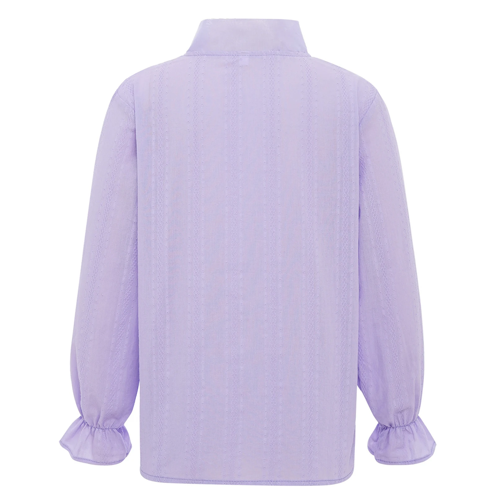 أطفال فتاة لطيف زر تي شيرت تول الكشكشة طوق أبيض بأكمام طويلة جميل النسخة الكورية أعلى الخريف فتاة في سن المراهقة الملابس