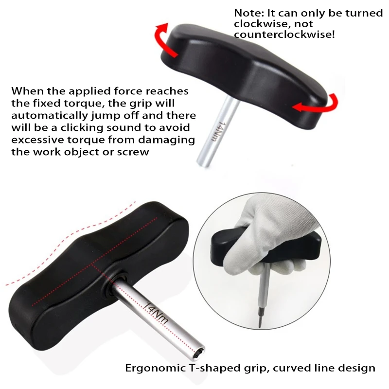 T-Handle Preset Torque Tool 6/7/8/9/10/11/12/13/14Nm Tool Steel for Standard 1/4