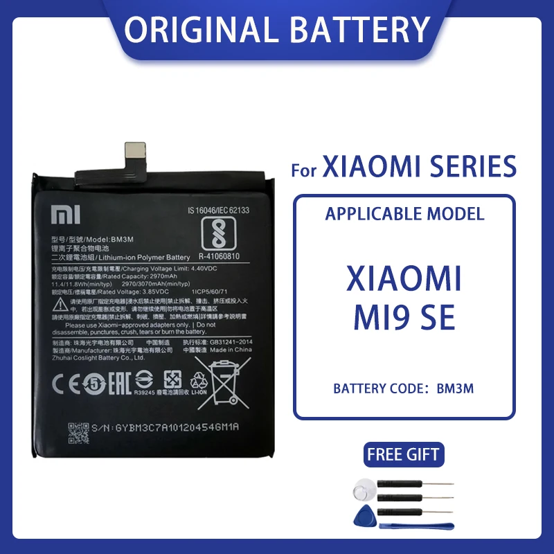 New Original Xiao Mi Replacement Battery BM3M For Xiaomi Mi9 SE Mi 9SE 3070mAh High Capacity Phone Batteries Free Tools