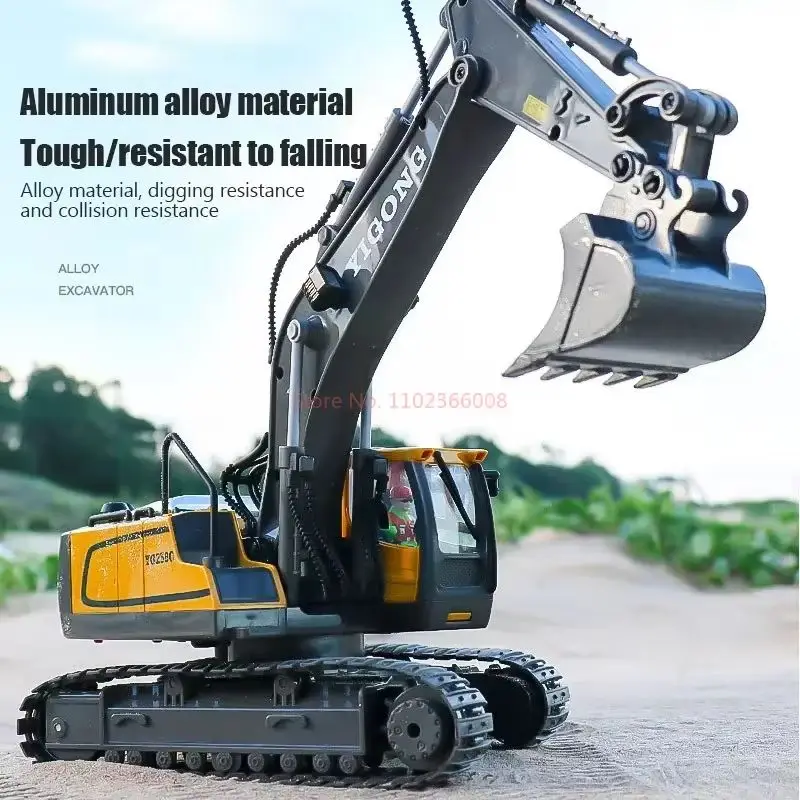 5/11 Remote Control Excavator Electric Engineering Car Yigong Simulation Channel Alloy Remote Control Excavator Kid Outdoor Toy