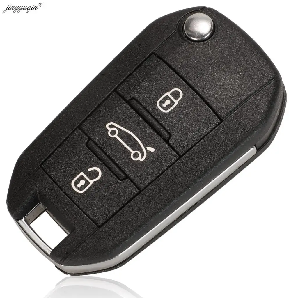 jinyuqin 3 Buttons Car Remote Flip Key for Citroen C4 Cactus 2014+ Hella 434MHz FSK ID46 PCF7941 HU83 Uncut Blade