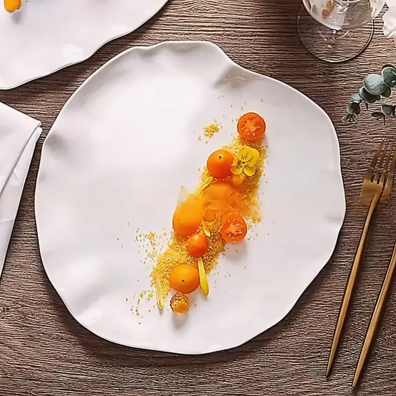 

НОВЫЙ Отель Ресторан Клубный Домик Белая Керамическая Нерегулярная Тарелка Для Стейка Посуда Кухня Десерт Салат Ужин Паста