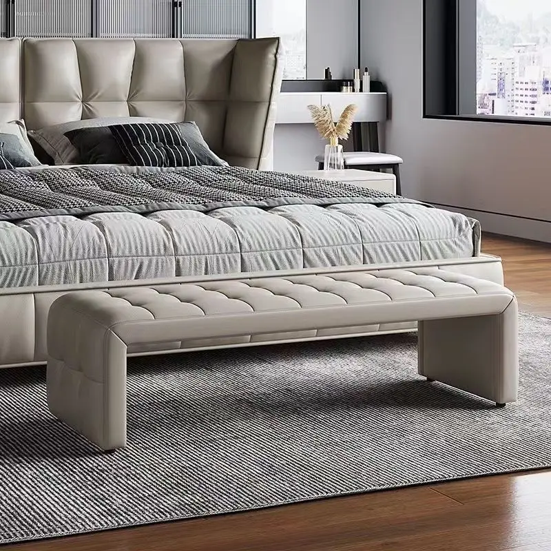 The first layer of cowhide bedside bench, bedroom can sit on the end of the bed bench, hat room Internet celebrity shoe stool