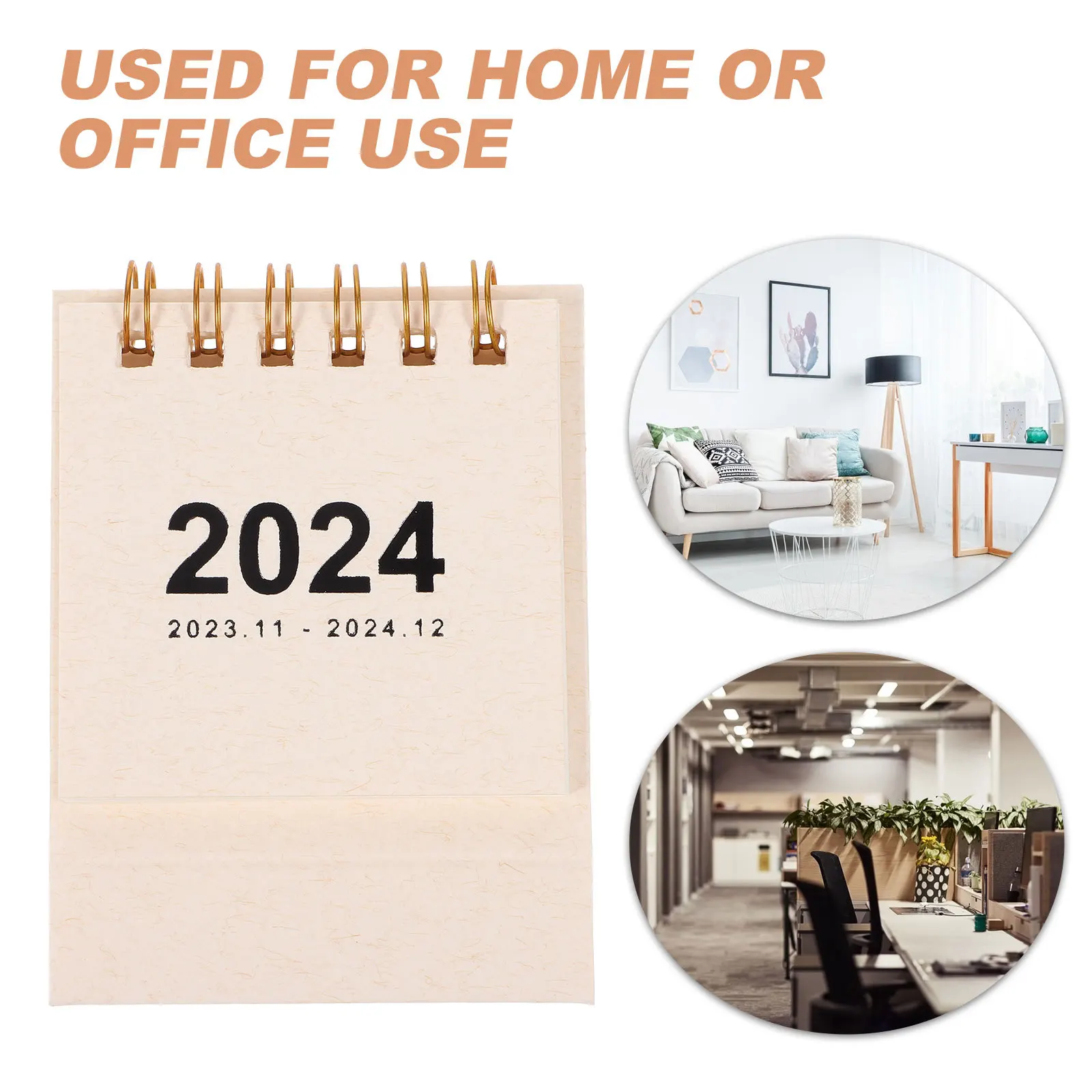 

Two Coil Desktop Calendar 2024 Simple Small Desk Planner Portable Punch Calendar for Office Table Home Decoration Accessory