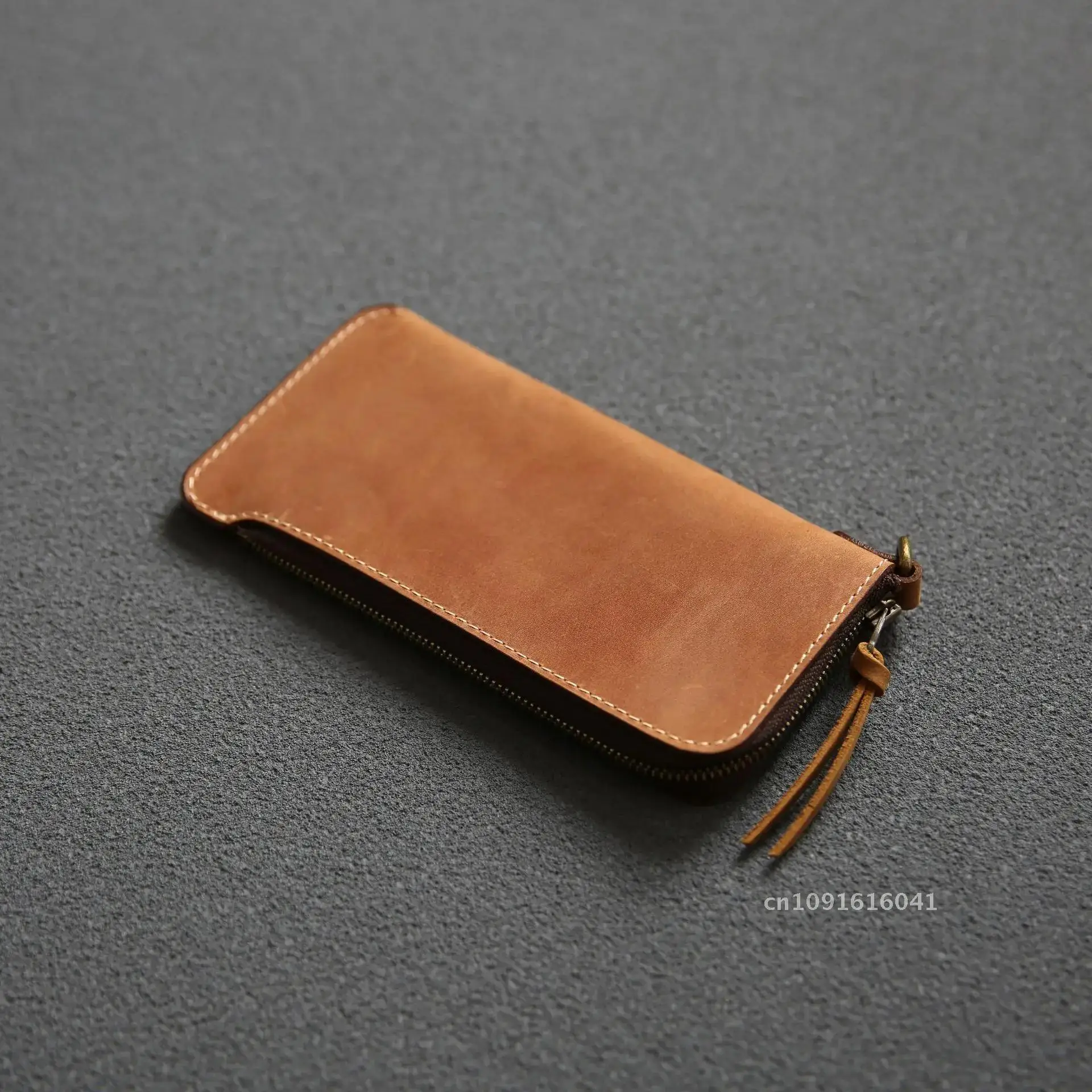 100% Genuine Leather Wallet For Men Male Real Cowhide Vintage Handmade Long Slim Zipper Clutch Men's Purse Card Holder Phone Bag