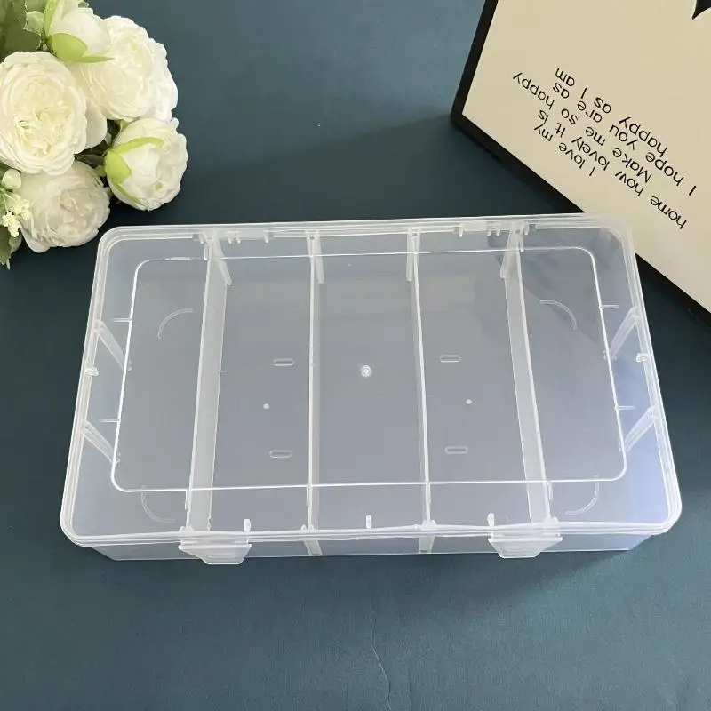Hardware Tool Storage Box 5 Grid Transparent Screw Organizer Stackable for Small Hardware Home Garage Storage