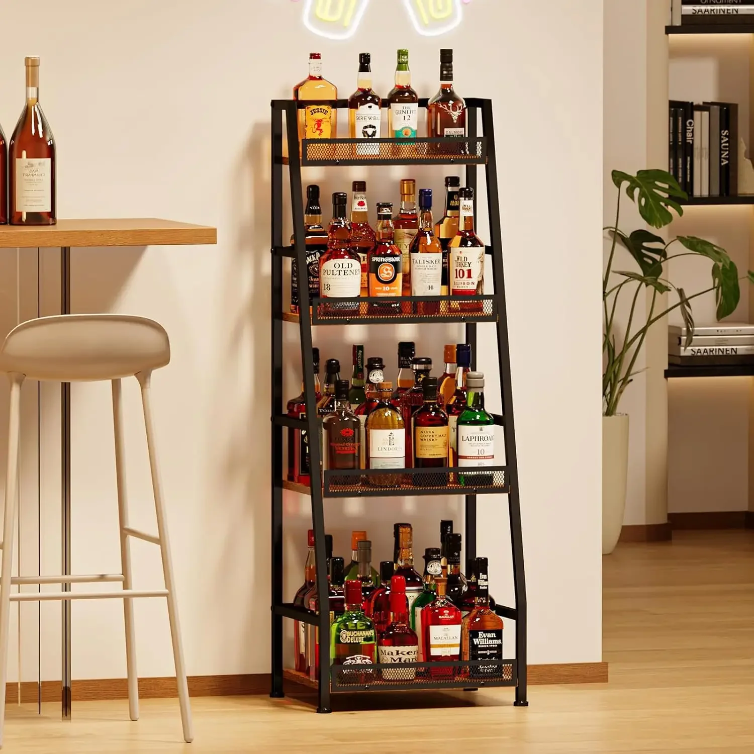 Four-layer Trapezoidal Wine Rack Is Suitable for Family Bars Stepped Wine Racks Multi-functional Corner Wine Bottles