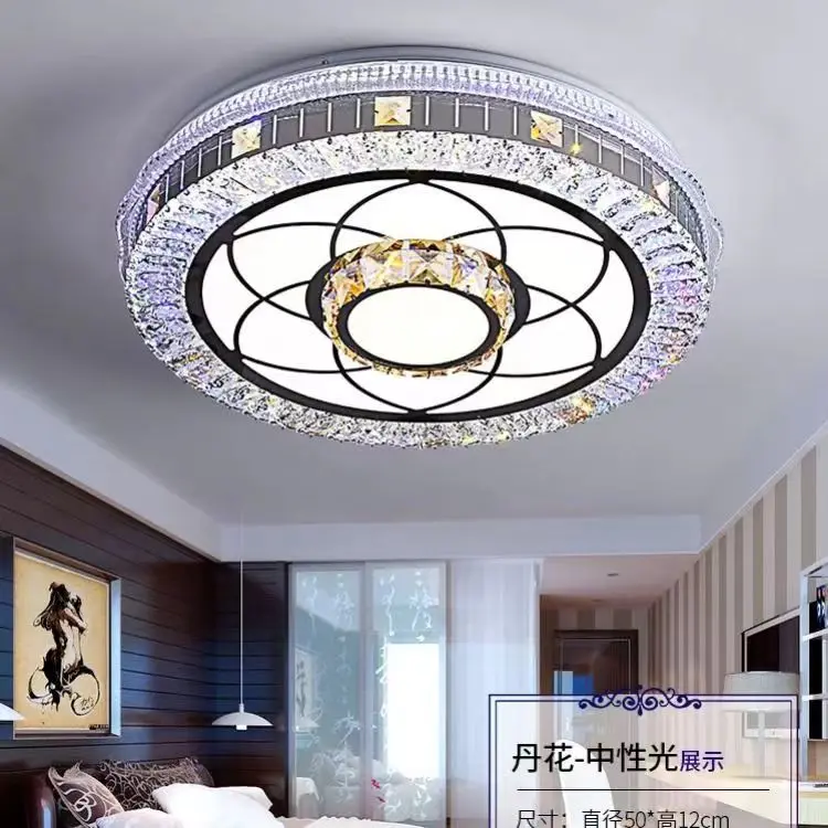 2025 Silver Crystal LED Chips Crystal Lamp Lighting Fixture LED Circle Light Diameter 500mm Pendant In Bedroom Living Room