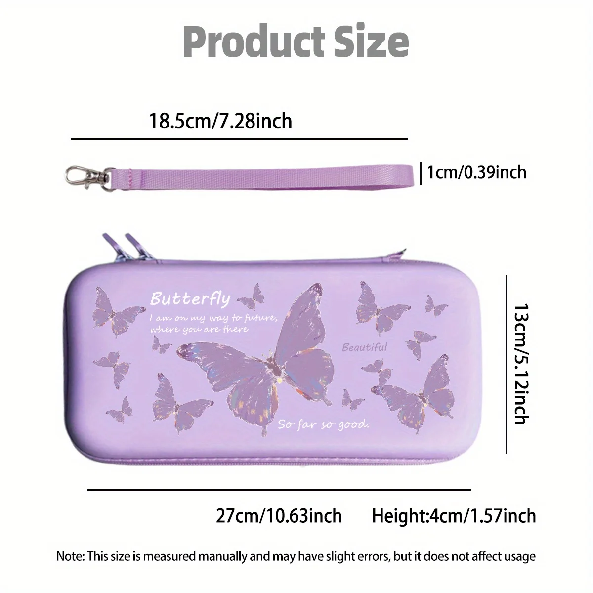 Pink Purple Butterfly Nintendo Switch Portable Travel Bag  Anti-collision Shell Storage Case To Organize Gaming Accessories