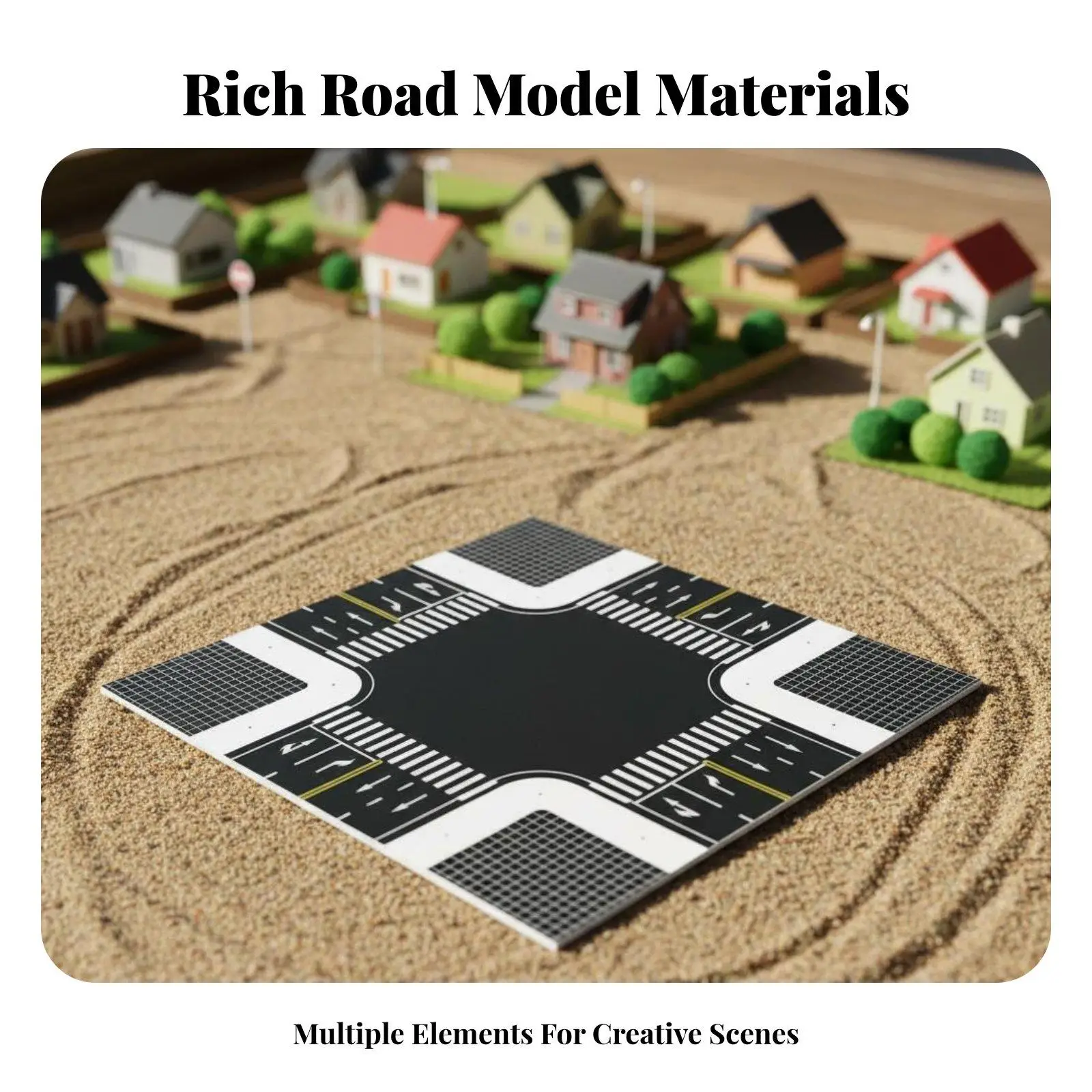 2x Road Plate for City Models, Easy to Use, for Sand Table, Road Mat, Modular Design, Street Surface for Model