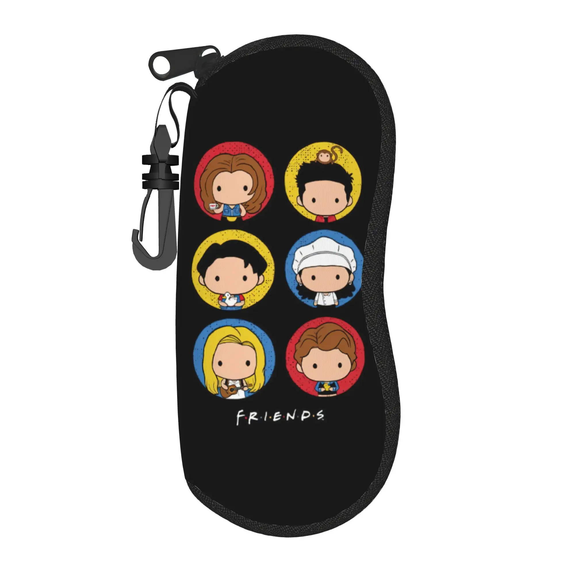 Friends TV Show Cartoon Glasses Case Unisex Travel Zipper Cute Sunglasses Protector Anti-Pressure Eyewear Container