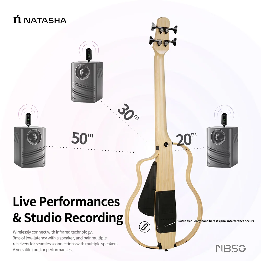 Natasha NBSG Bass smart wireless portable compact electric acoustic bass guitar