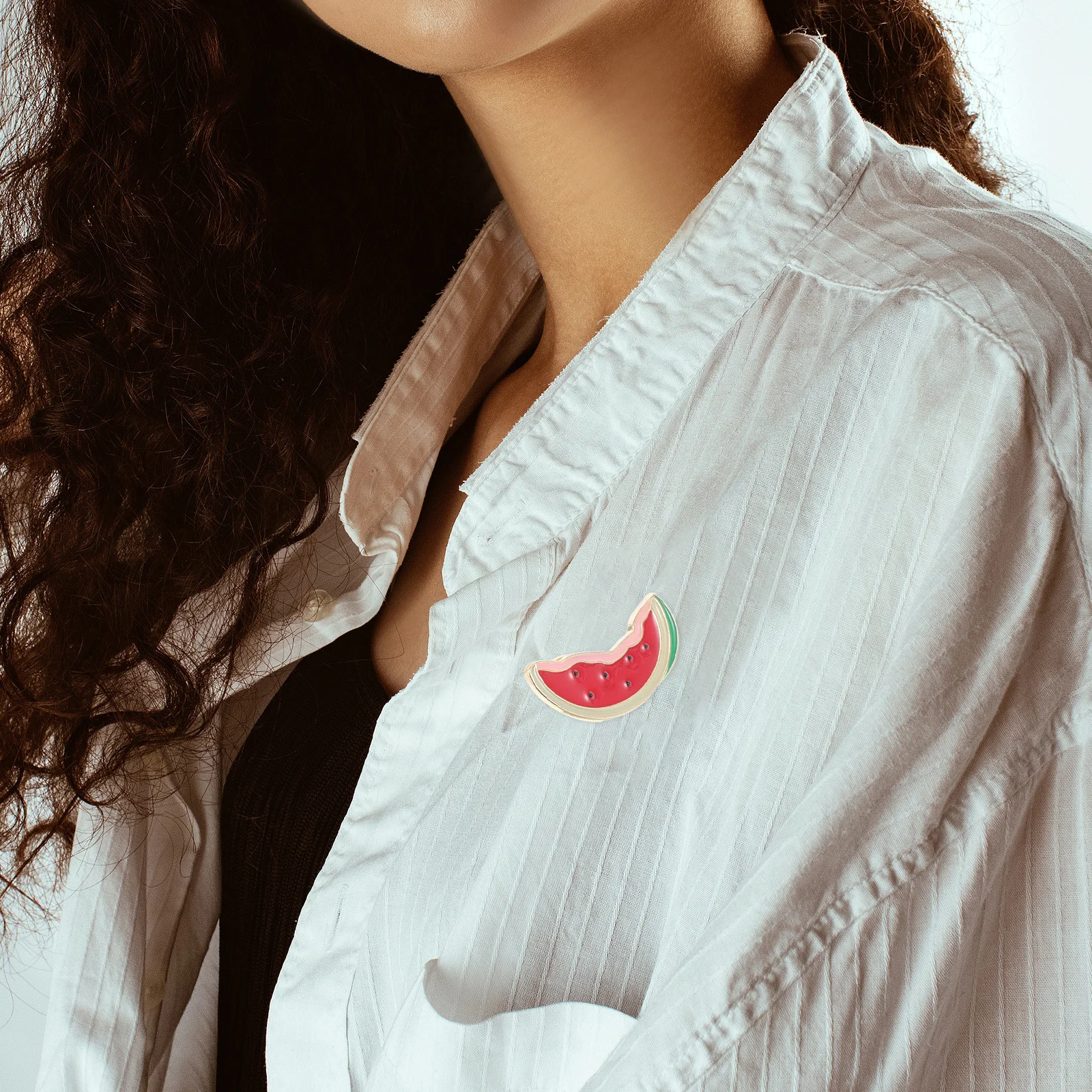 2 قطعة دبابيس الكرتون البطيخ غرامة صنعة سبائك الزنك دبابيس لملابس الصيف التلبيب سترة شال دبوس الزخرفية