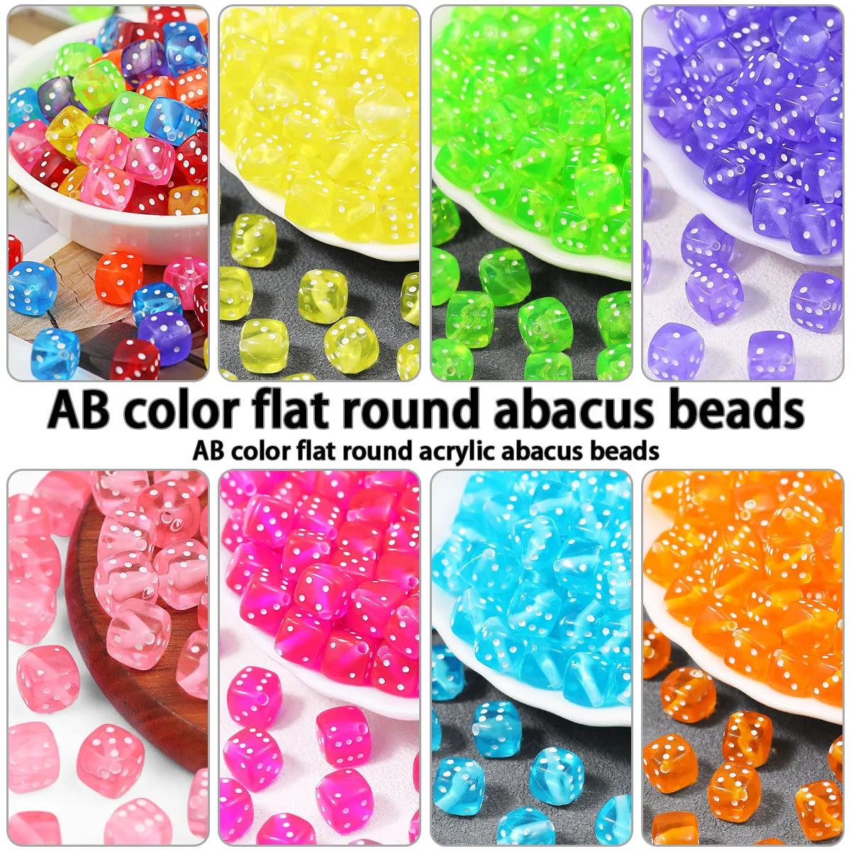 

50pcs/Lot Acrylic Dice Beads Square Multicolor Shape Cubic Loose Spacer Beads ForJewelry Making DIY Necklace Bracelet Accessory
