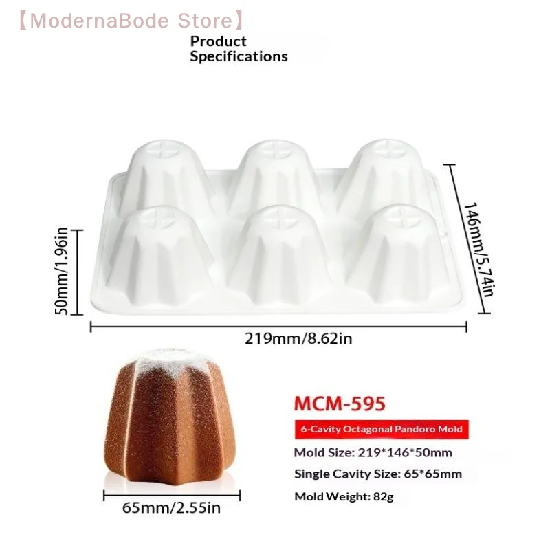 Moldes de Silicona Pandoro de 8 Cavidades, Molde Octagonal para Hornear Pan, Antiadherente, para Pastel de Queso, Chocolate, Utensilios de Cocina