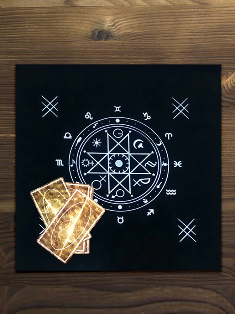 50*50CM Tarot Tablecloth Black Flannel Board Game Tablecloth