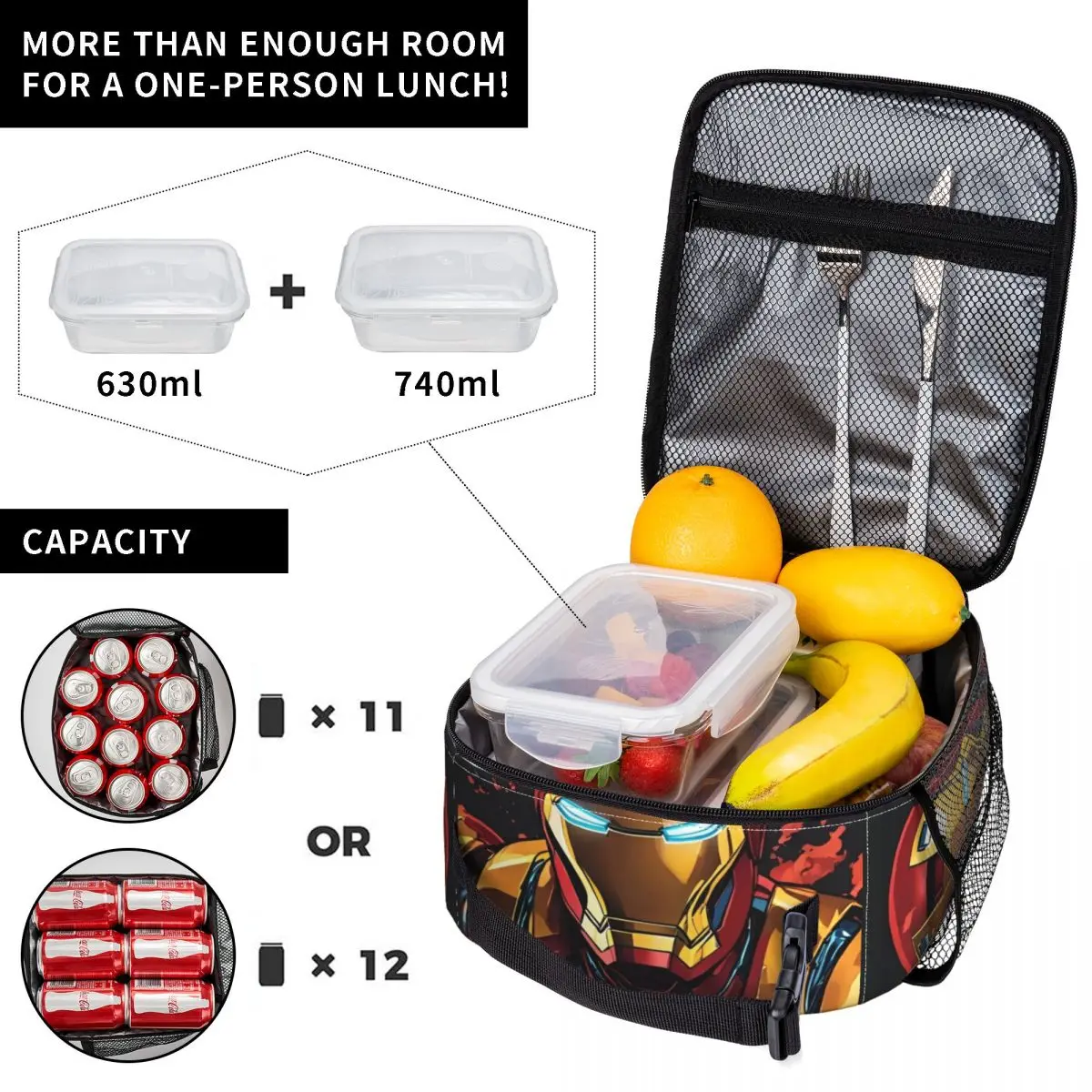 Iron Man isolierte Lunch pakete tragbare Helden geben Film Mahlzeit Behälter Thermo tasche Tote Lunchbox College Food Handtaschen zurück