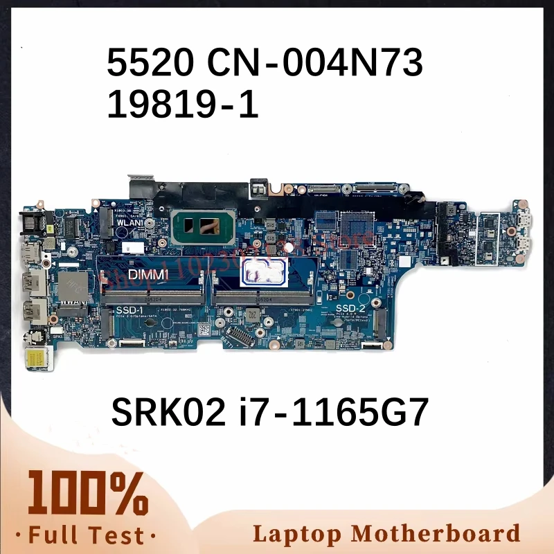

CN-0DPC2R 0DPC2R CN-004N73 004N73 Материнская плата для ноутбука DELL 5520, материнская плата 19819-1 с SRK03 I5-1145G7 i7-1165G7, процессор 100% работает