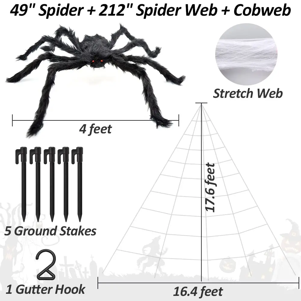 3pcs 212'' Halloween Spider Web 49