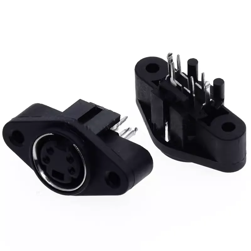 S terminal 4-pin quad connector female MDC-4-09 Large round keyboard plug with ears DIN Socket