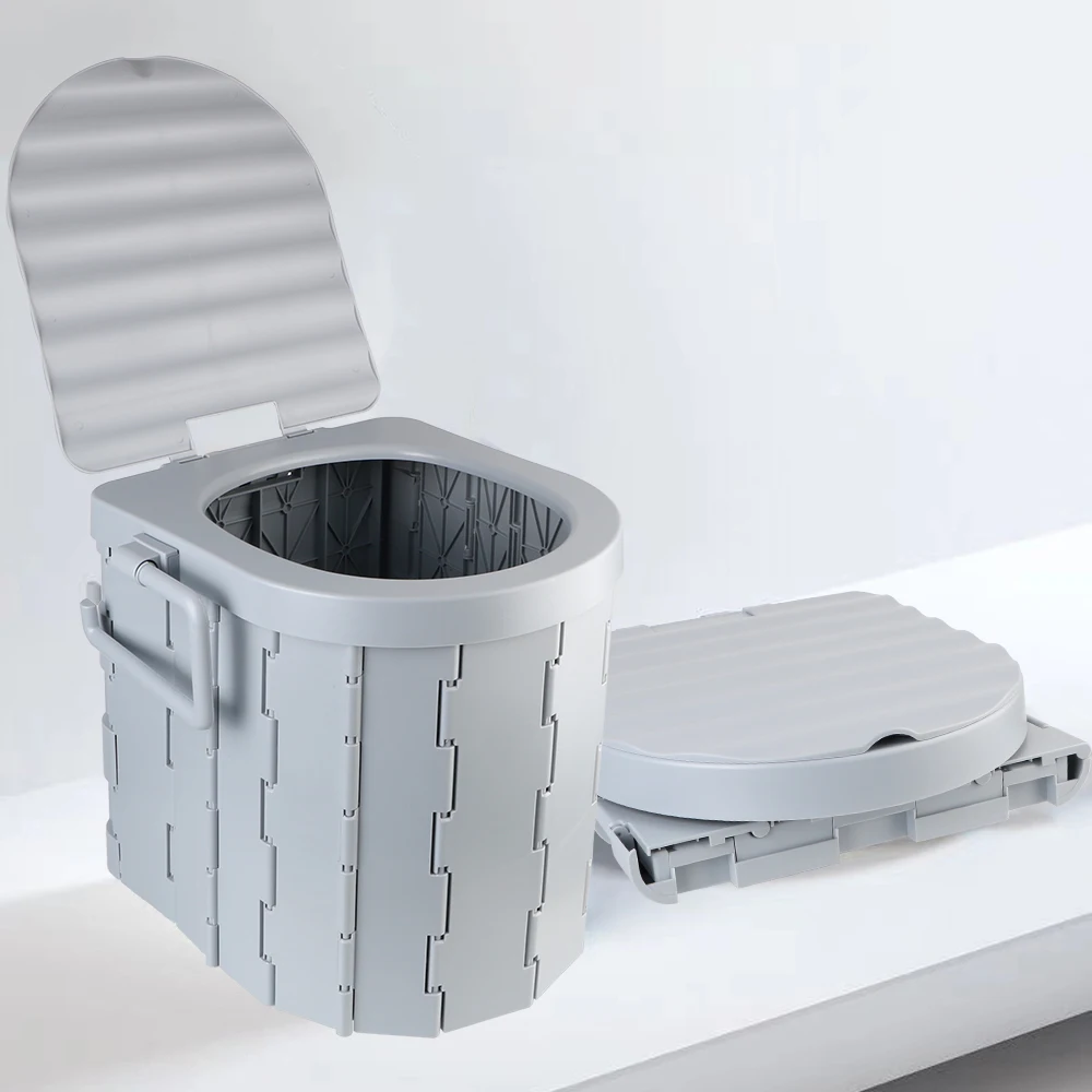 Portable Folding Toilet with Lid Car Folding Toilets Emergency Toilet Travel Bucket Toilet Seat Camping Toilet
