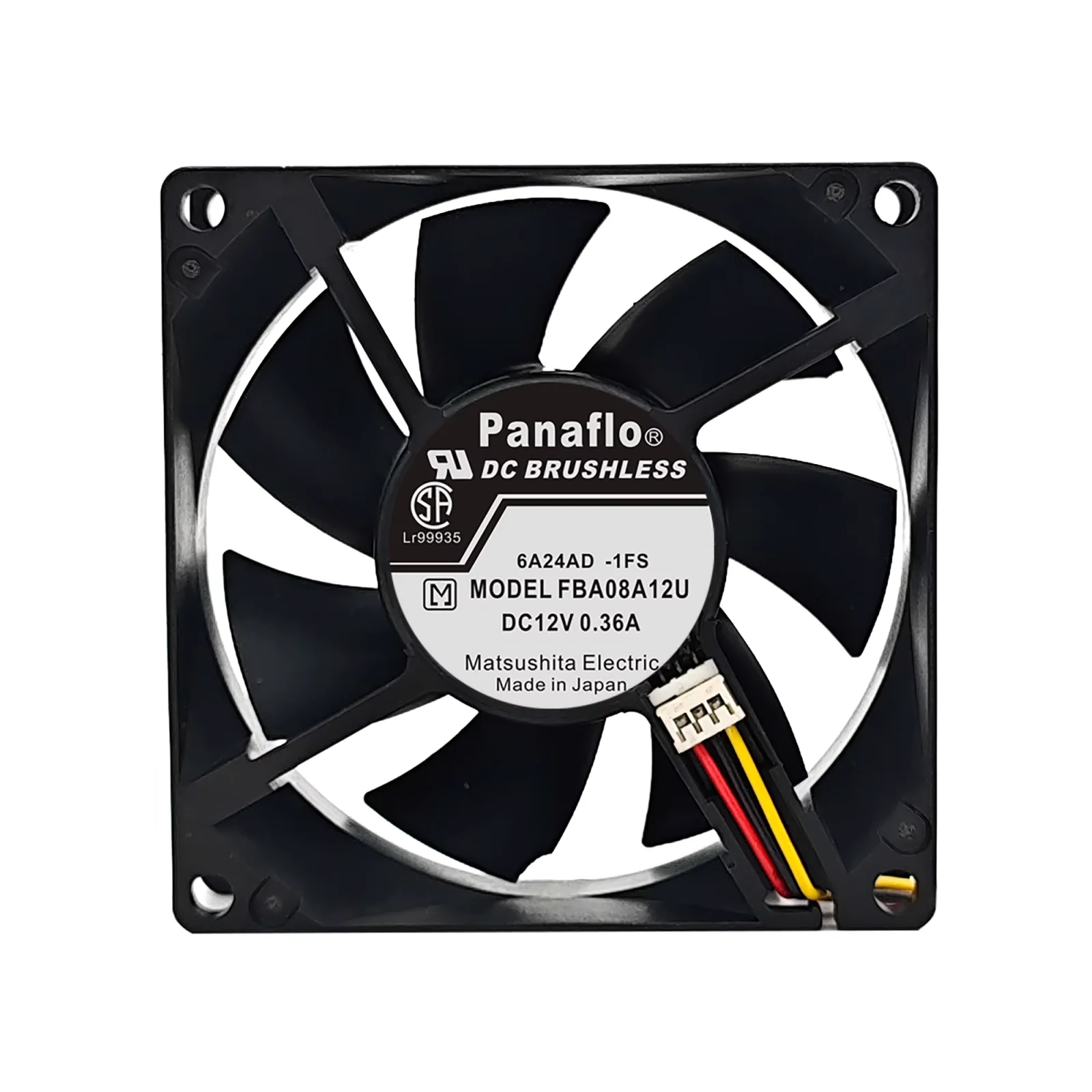 FBA08A12U 80x80x25mm Dual Ball Bearing Cooling Fan - 12V 0.36A 4800RPM High Airflow 68CFM (44dB, 4-Pin PWM, 8025 Size, PC/Server