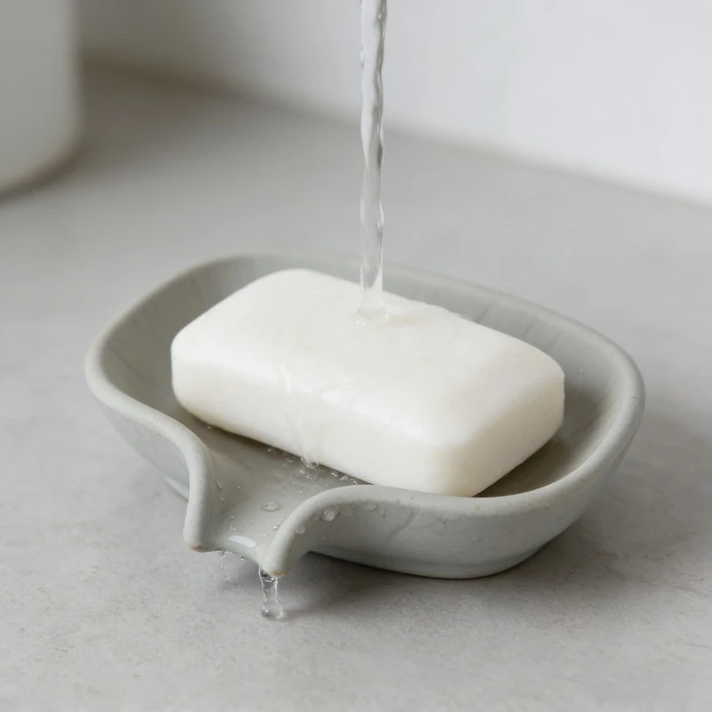 Minimalist Rectangular Soap Dish with Drainage Holes Modern Bathroom Holder Durable Plastic Soap Saver for Sink Shower Tray