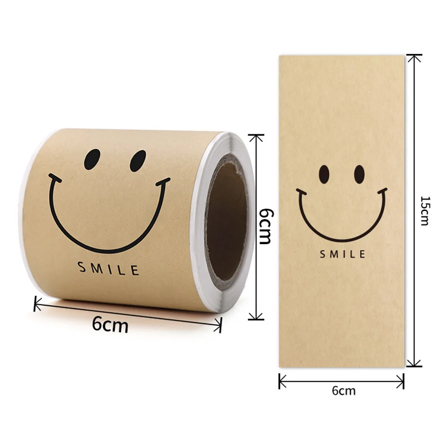 50 pezzi rettangolo Happy Smile carta kraft grazie adesivi etichette adesive per confezione regalo fai da te decorazione di compleanno di nozze