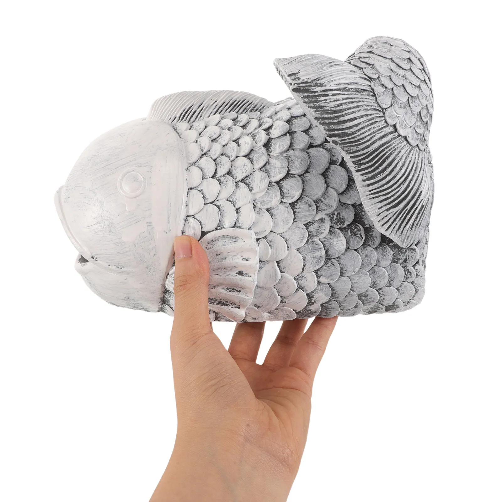 Decorative Resin Gutter Downspout Fish Sculpture Koi Splash Block Statue Garden Downspout Extender Diverter Outdoor Waterproof
