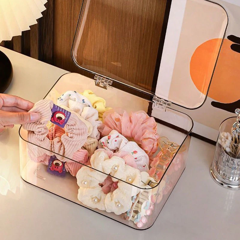 1pc Schmuck Lagerung Box Flip-Top Transparent Staub-Proof Box Geeignet Für Haar Clips Stirnbänder Elastische Bands Desktop-Organizer – Detail 1