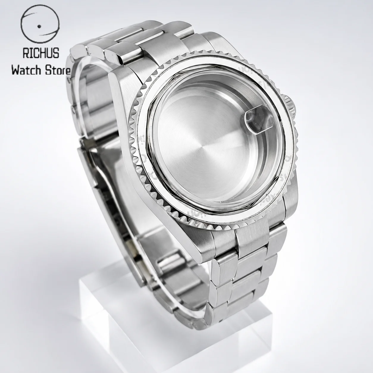 40mm Silver Stainless Steel Watch Case With Strap Fit NH35 NH36 ETA2824 PT5000 Miyota 82 DG2813 3804 Movement Parts